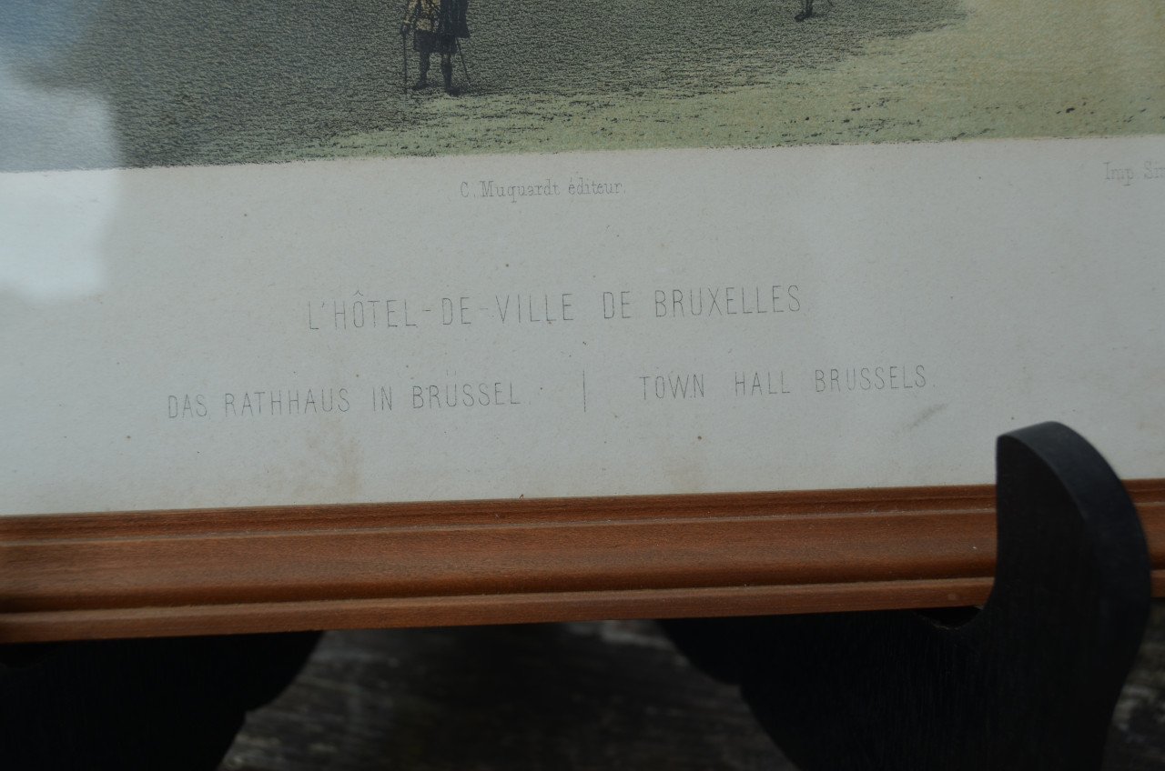 Belgische lithografische prenten van gebouwen (2)