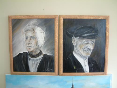 Vissers - Vissers vrouwen  schilderijen   Jac Caljouw  Arnemuiden