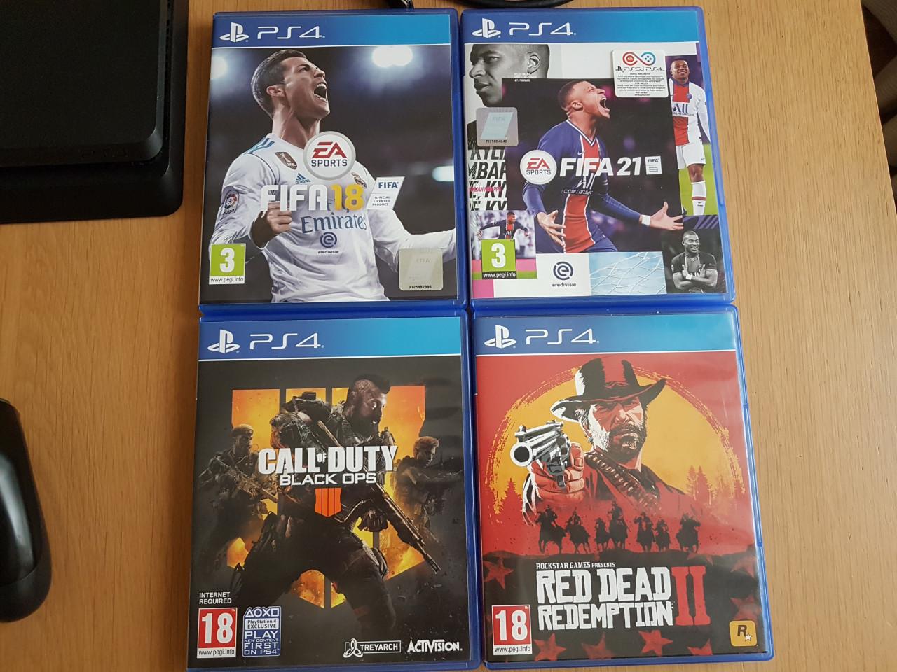 PS4 Slim fw 11.0 + Dual Shock 4 v2 + 4 spellen