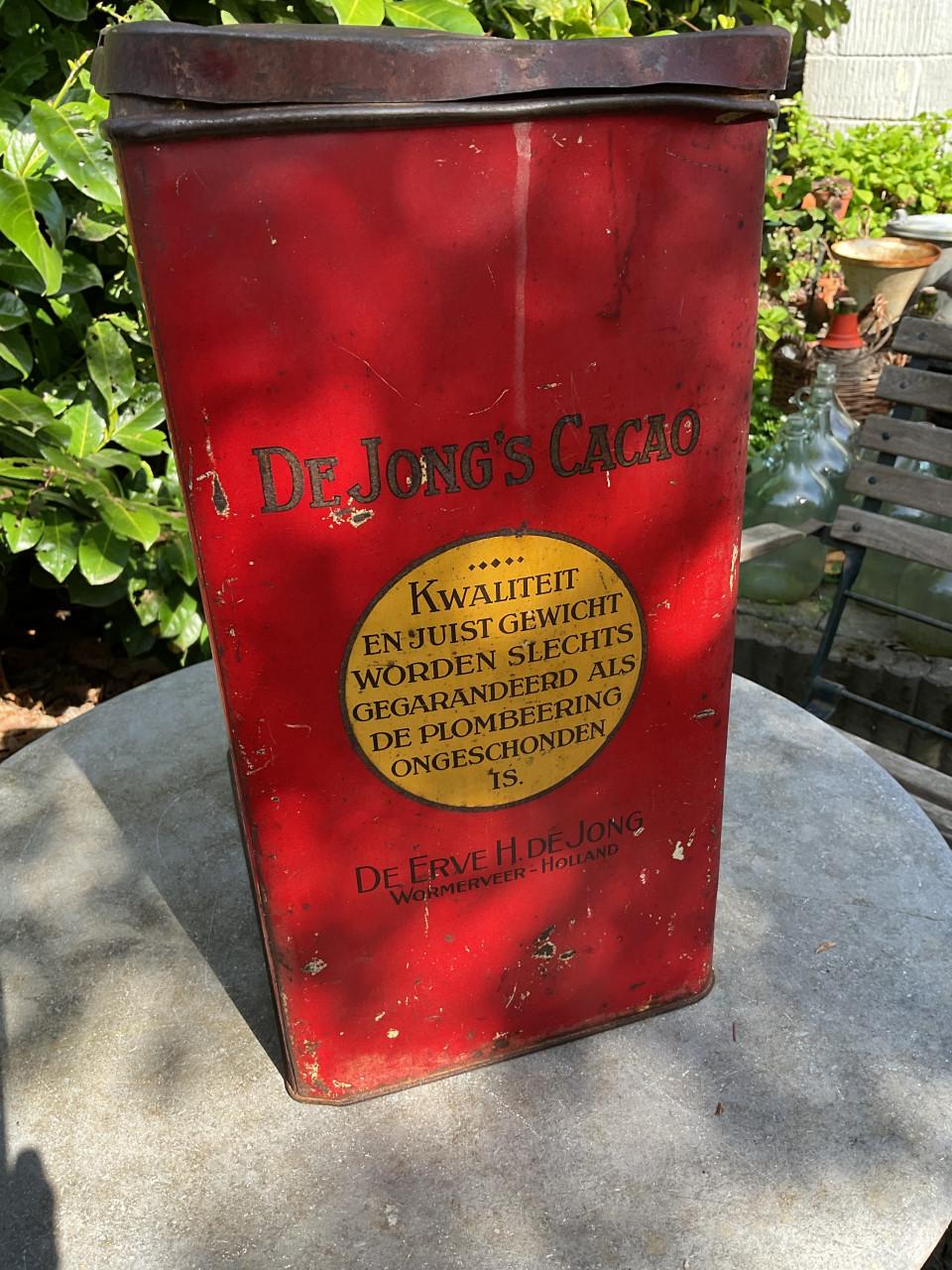 Antiek blik De Jong’s Cacao