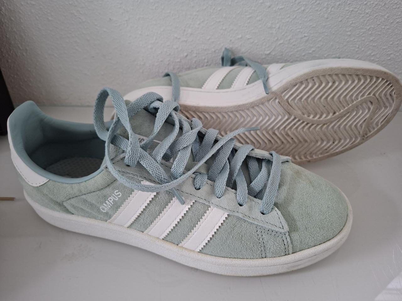 Adidas campus groen/wit veloursleer