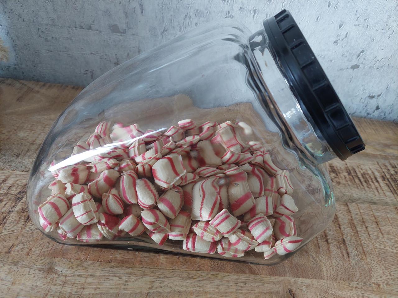 Antieke snoeppot met bakelieten deksel