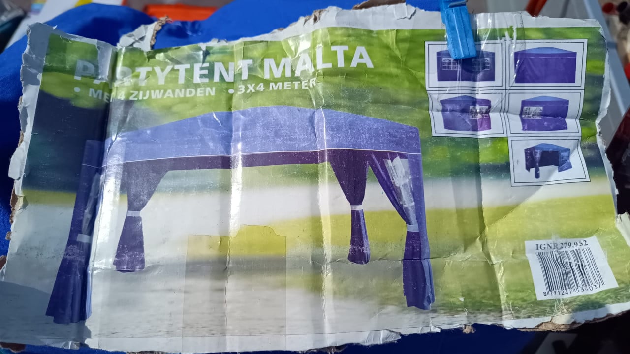 Partytent Malta 3*4 meter met zijpanelen in blauw