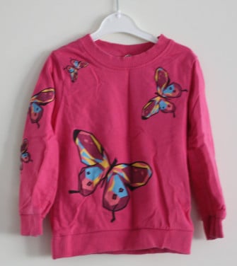 Roze trui met vlinders maat 98