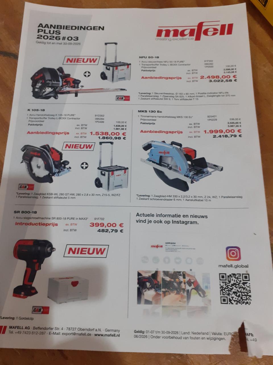 HHZB, MAFELL houtbewerkingmachines DEALER voor Zeeland, koffie gratis
