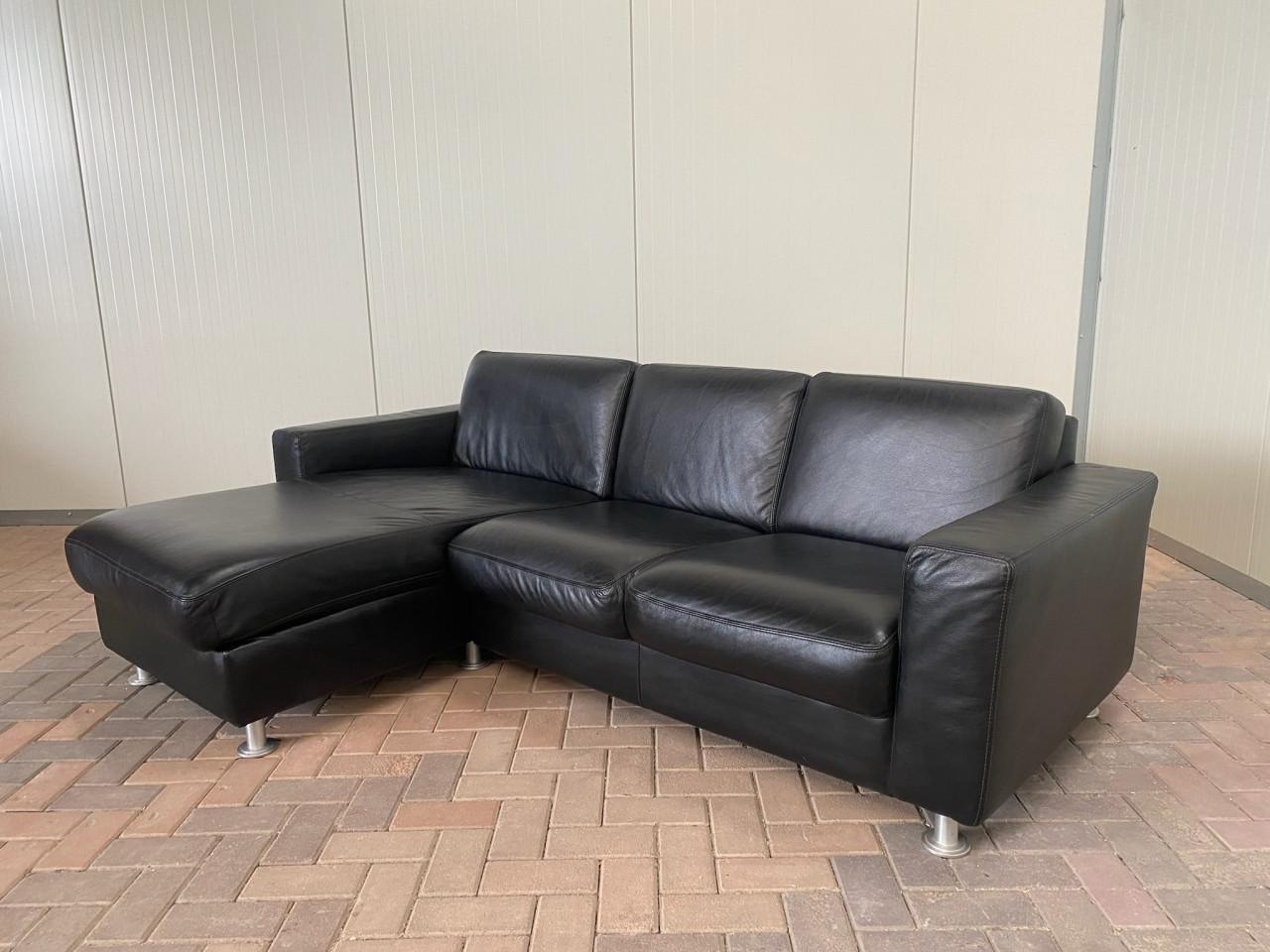 GRATIS LEVERING HEEL NL Mooie Zwarte Echt Leer Hoekbank