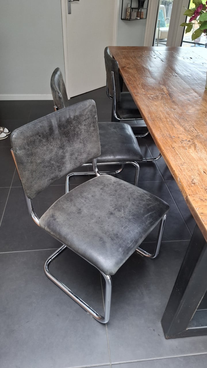 Buisframe stoelen Leer