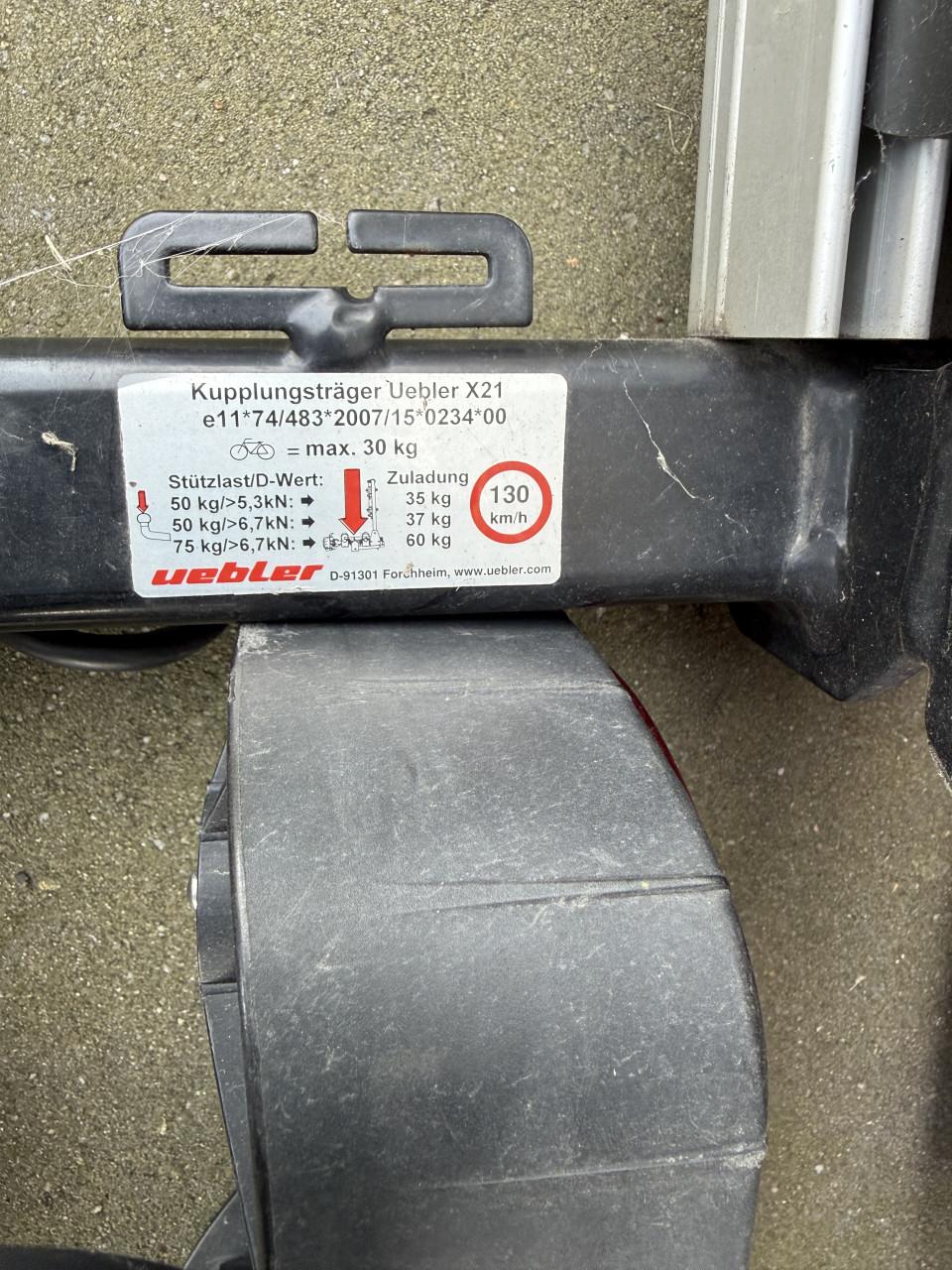 Uebler x21 opvouwbare / kantelbare fietsendrager