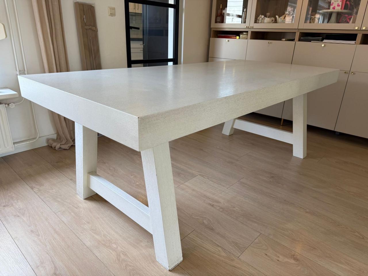 Grote houten eettafel wit 220 x 100
