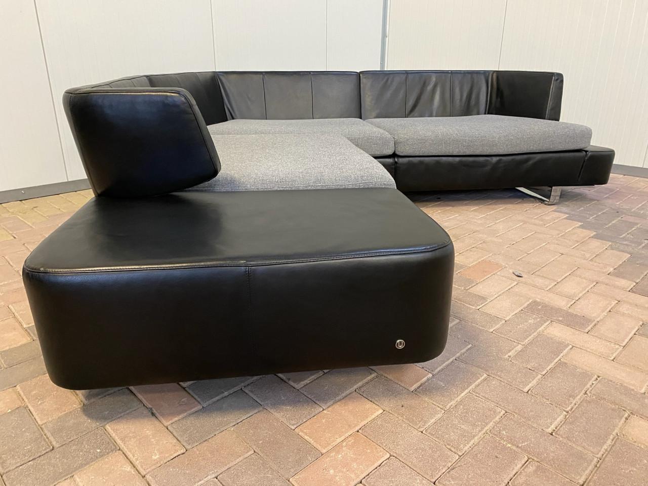 Natuzzi Opus Zwarte Leren Hoekbank–Gratis Levering NL & BE
