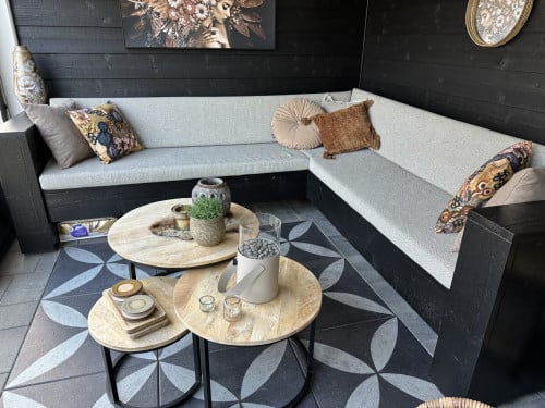 Hoekbank van steigerhout  voor in tuin