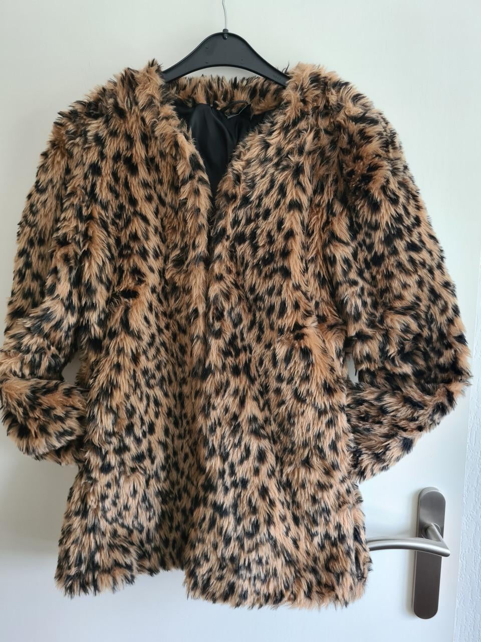Rainbow Leopard Print Faux Fur Jas Maat 36