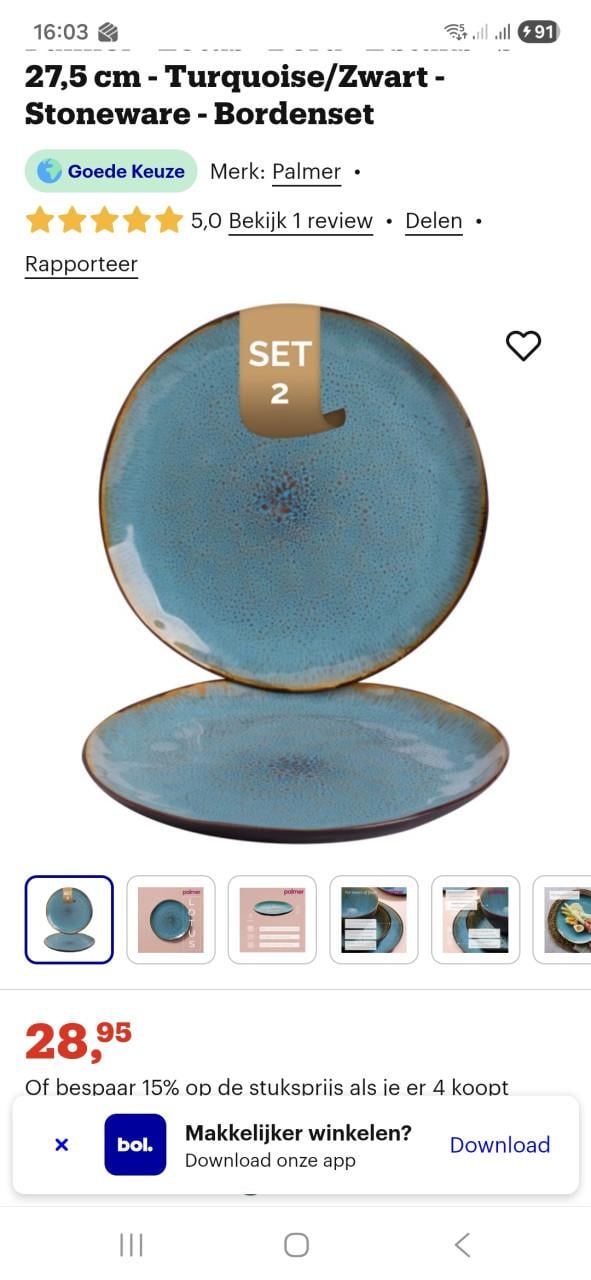 Palmer borden en kommen