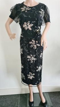 Rena Lange: Nieuw zwart jurkje met pailletjes maat 42