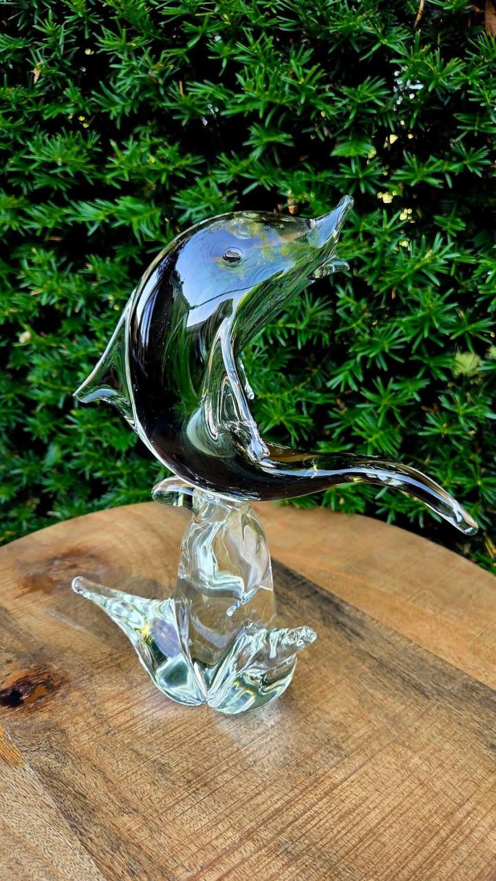 🐬 Prachtige Dolfijn Sculptuur van massief glas.