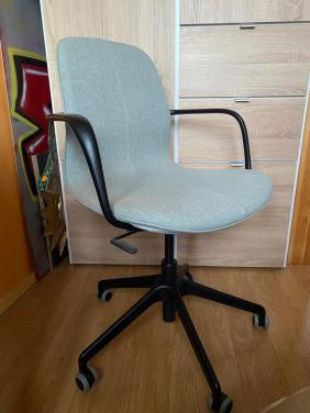Bureau stoel IKEA Landfall zwart onderstel grijs/groen bekleding