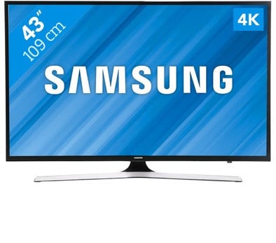 43 Inch Samsung 4K UHD Smart TV met ophang beugel en poot.