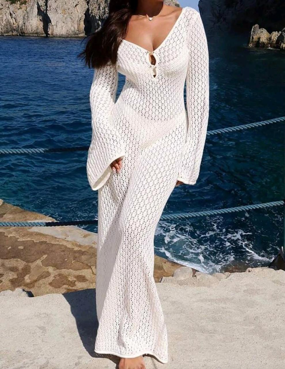 Witte strandjurk / bikini cover-up – nieuw, maat M