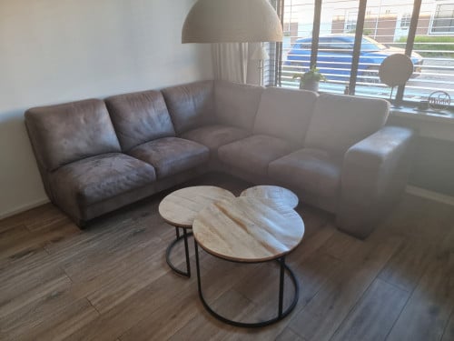 Hoekbank bruin leder