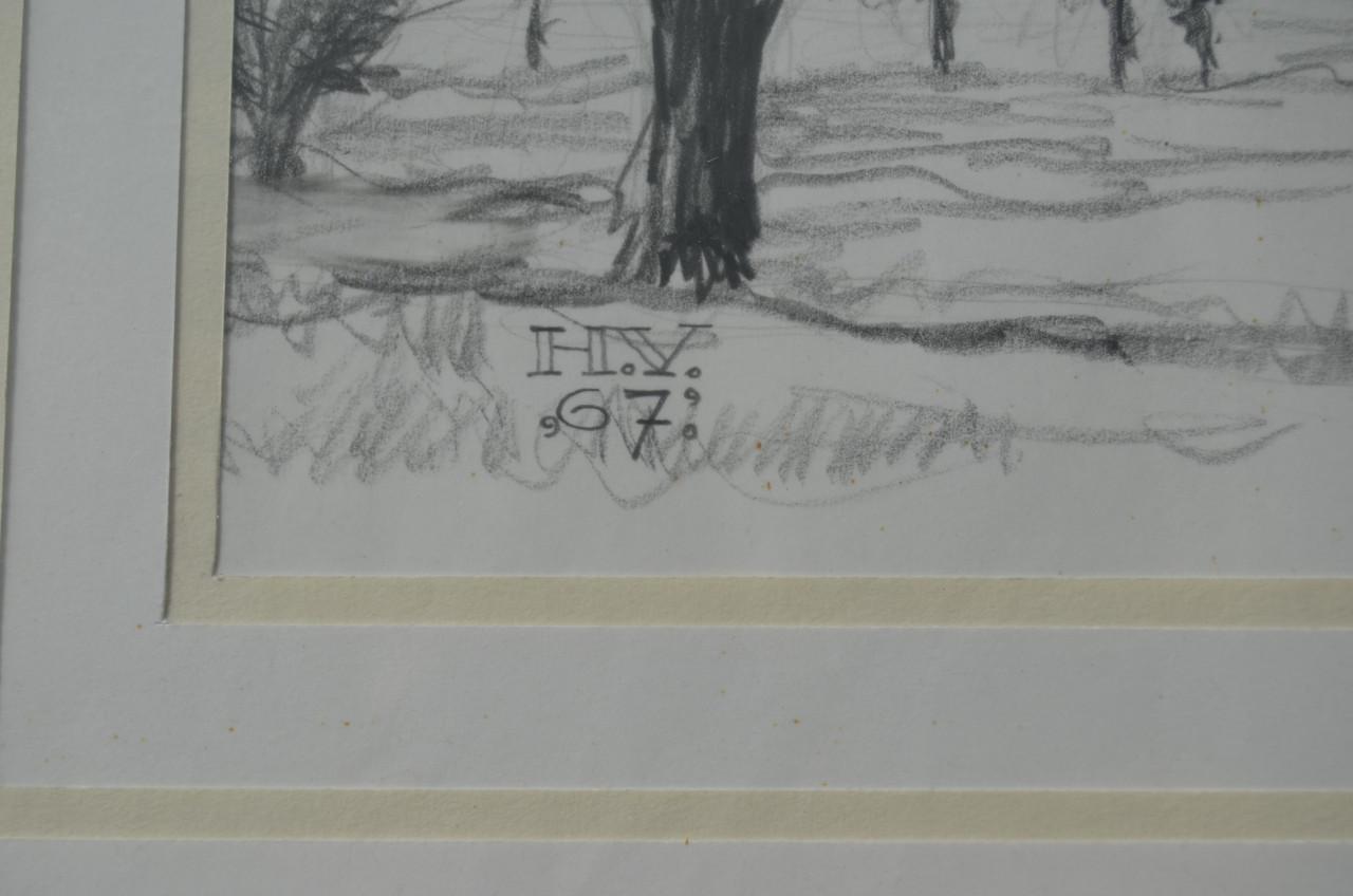 10 x Hendrik Voskuijl (1893 - 1980) potloodtek. bomen (1) o.a. Slenaken