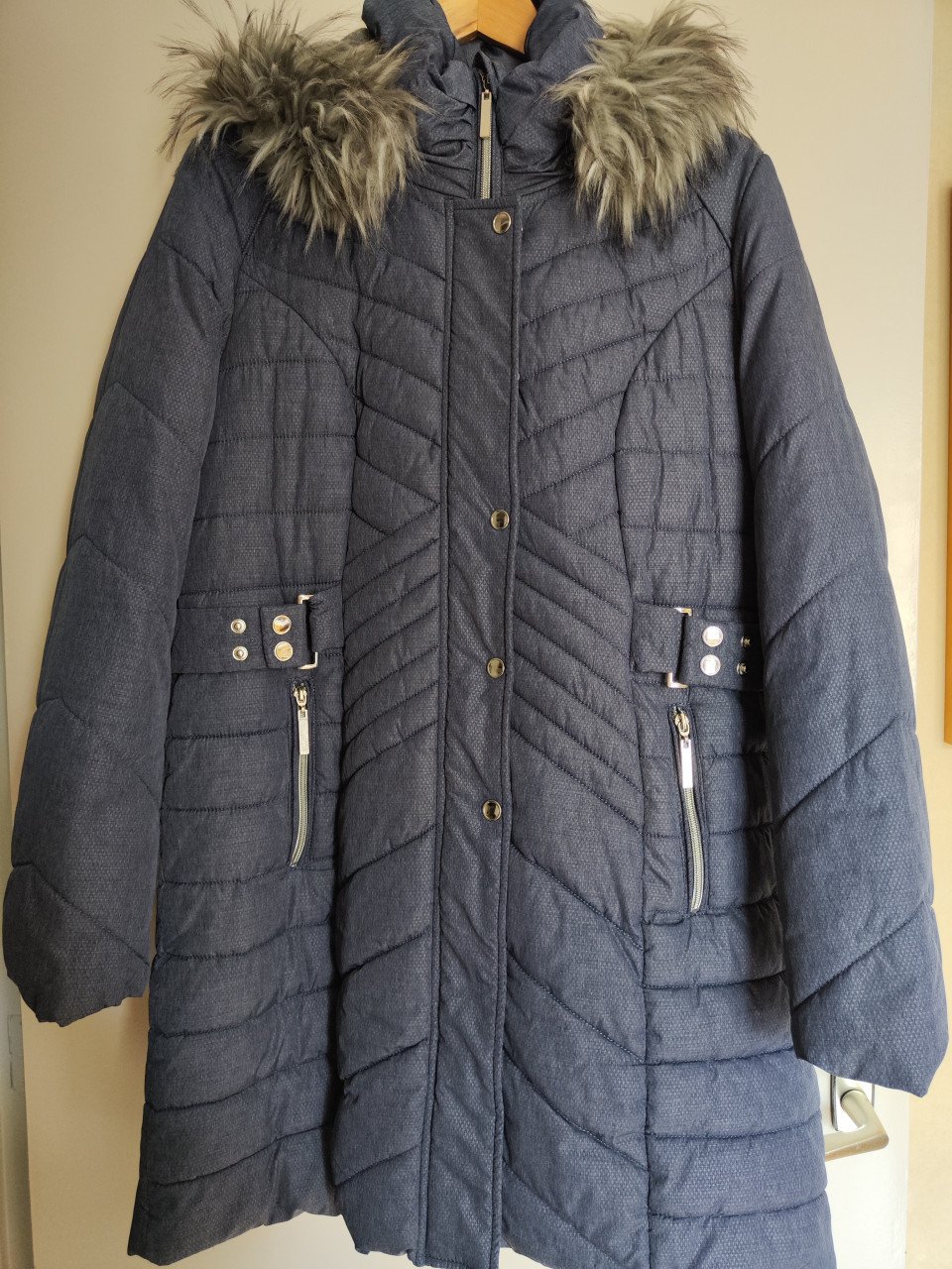 Dames winterjas, maat 40, donkerblauw