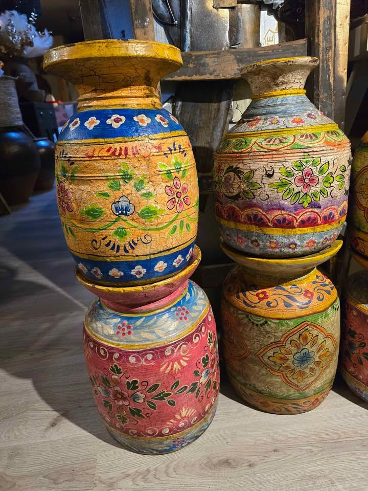 SCHITTERENDE BESCHILDERDE NEPALESE POTTEN ELKE POT ANDERS PRIJS V.A €69,-