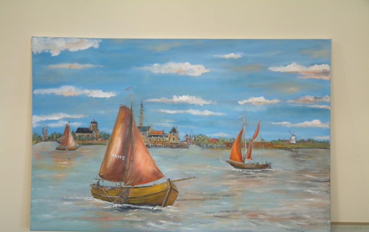 Schilderij  120 x 60  cm   Veere met de Arm 2  Hengst    visserij
