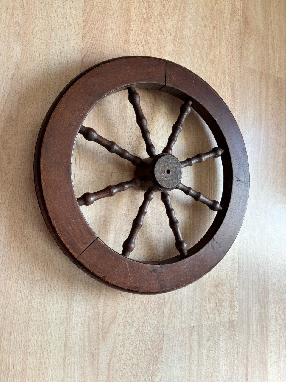 4x los houten spinnenwiel, verschillende kleur