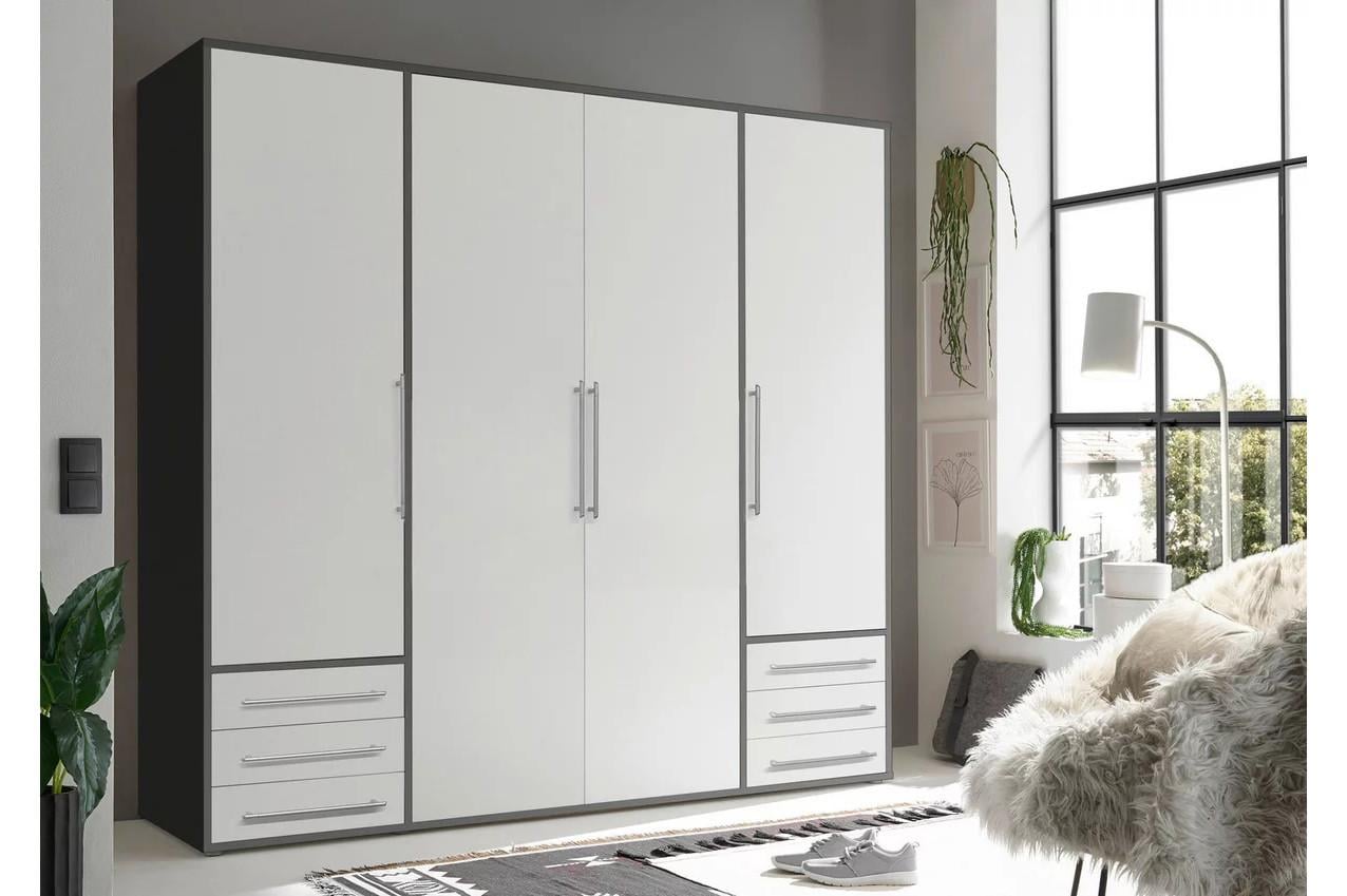 Grote kledingkast 3 of 4 dr. Wit met Lichteiken of Antraciet