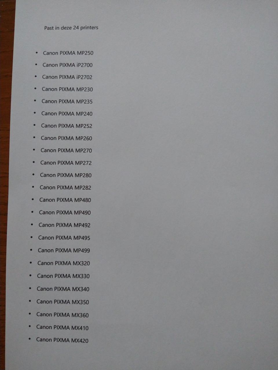 Inktcartridges voor Canon PIXMA printer MP 230 - MP 499 enz.