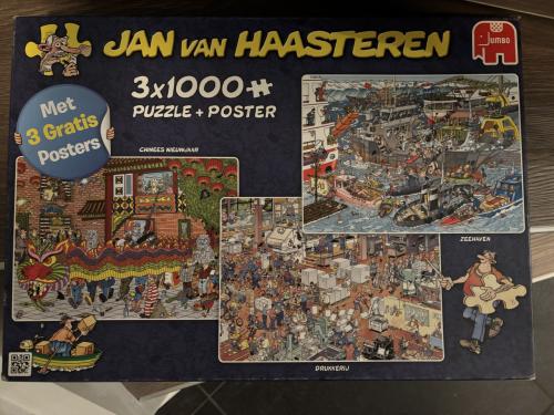 Jan van Haasteren 3 x 1000 stukjes drukkerij, chinees nieuwjaar, zeehaven