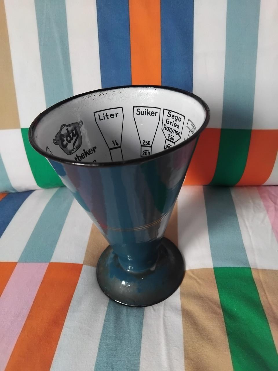 Emaille Vintage Edy Maatbeker Petrolblauw