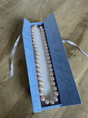 Vintage roze parelketting parels