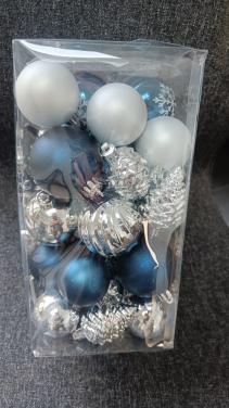 Plastic kerstballen blauw zilver