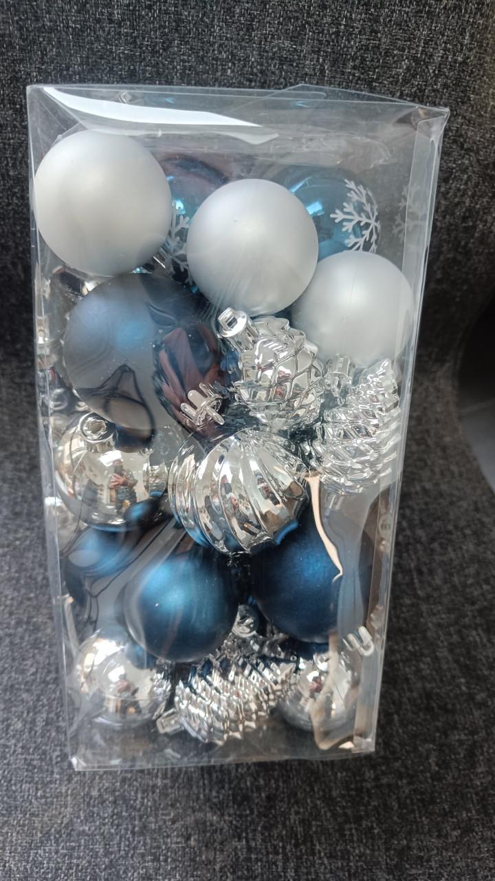 Plastic kerstballen blauw zilver