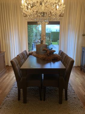 Set van 6 eetkamerstoelen Taupe/Bruin stof