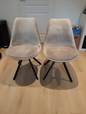 2x eetkamerstoelen champagne kleur velvet
