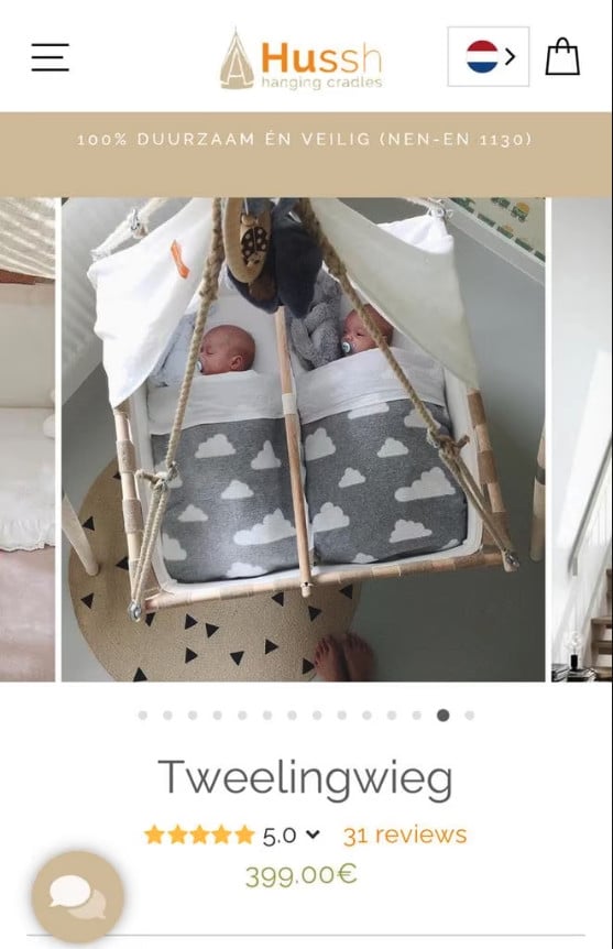 Hush craddles tweelingwieg inclusief standaard