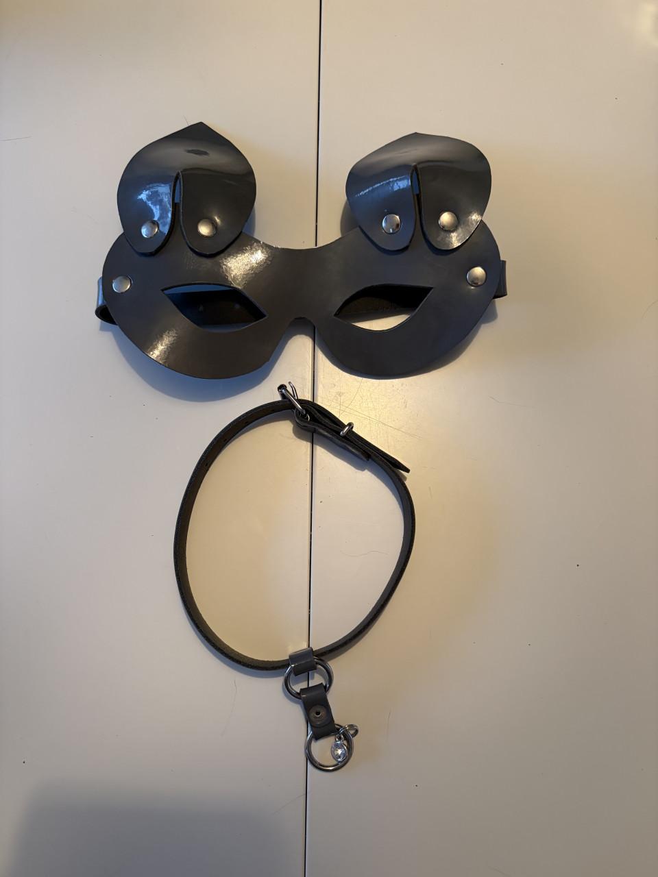 Leren rok en top inclusief masker en halsband