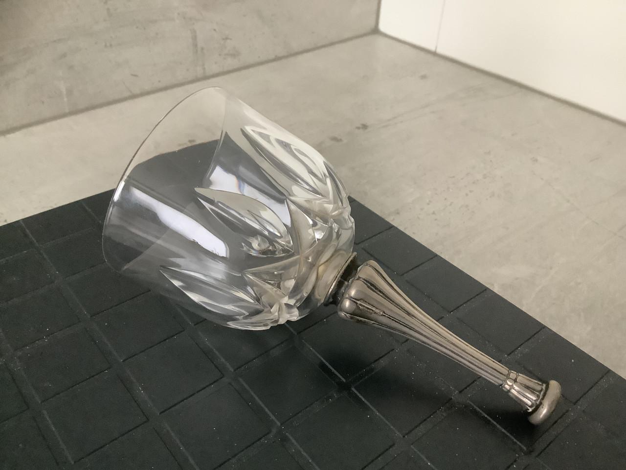 Prachtige Kristallen Tafelbel met Tinnen Handvat