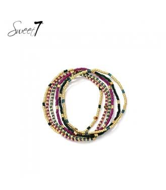 Armband multicolor kralen met goudkleurige accenten
