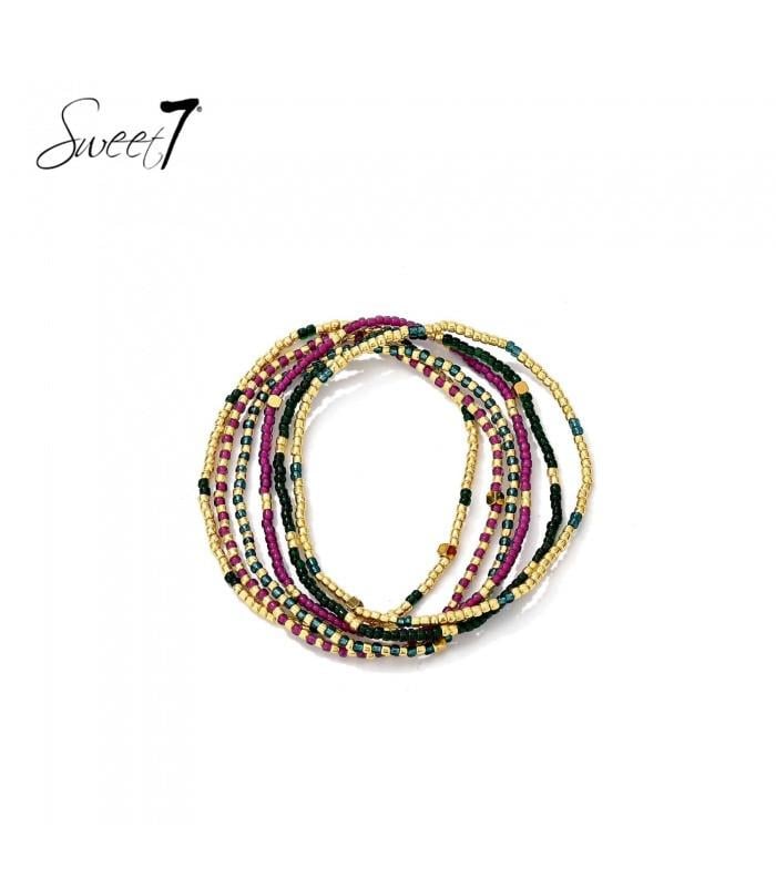 Armband multicolor kralen met goudkleurige accenten