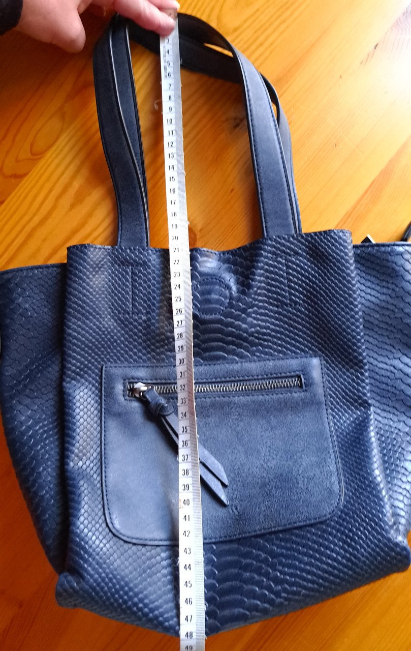 Stijlvolle donkerblauwe schoudertas met krokodillenlook