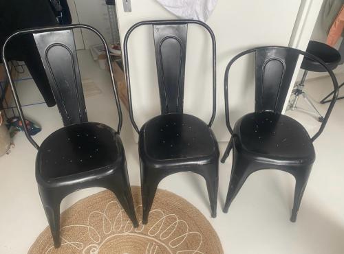 3 industriële eetkamerstoelen