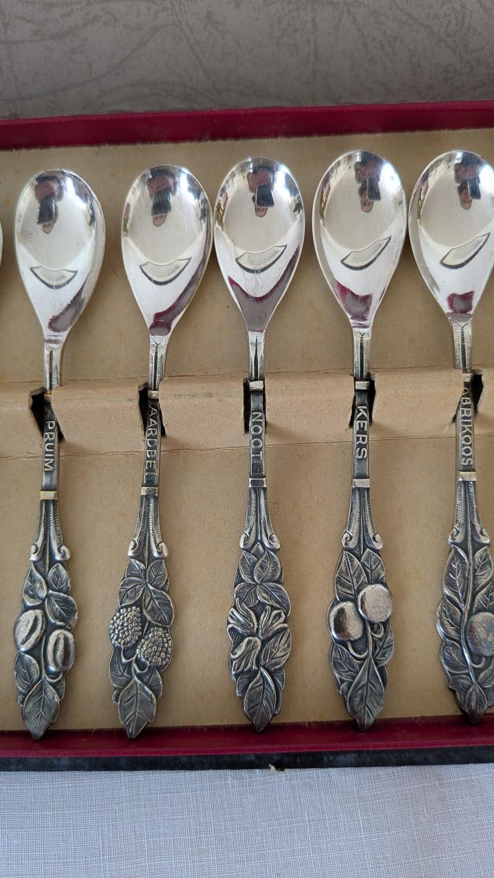 Set van 12 verzilverde Royal Plated vruchtenlepeltjes in originele doos