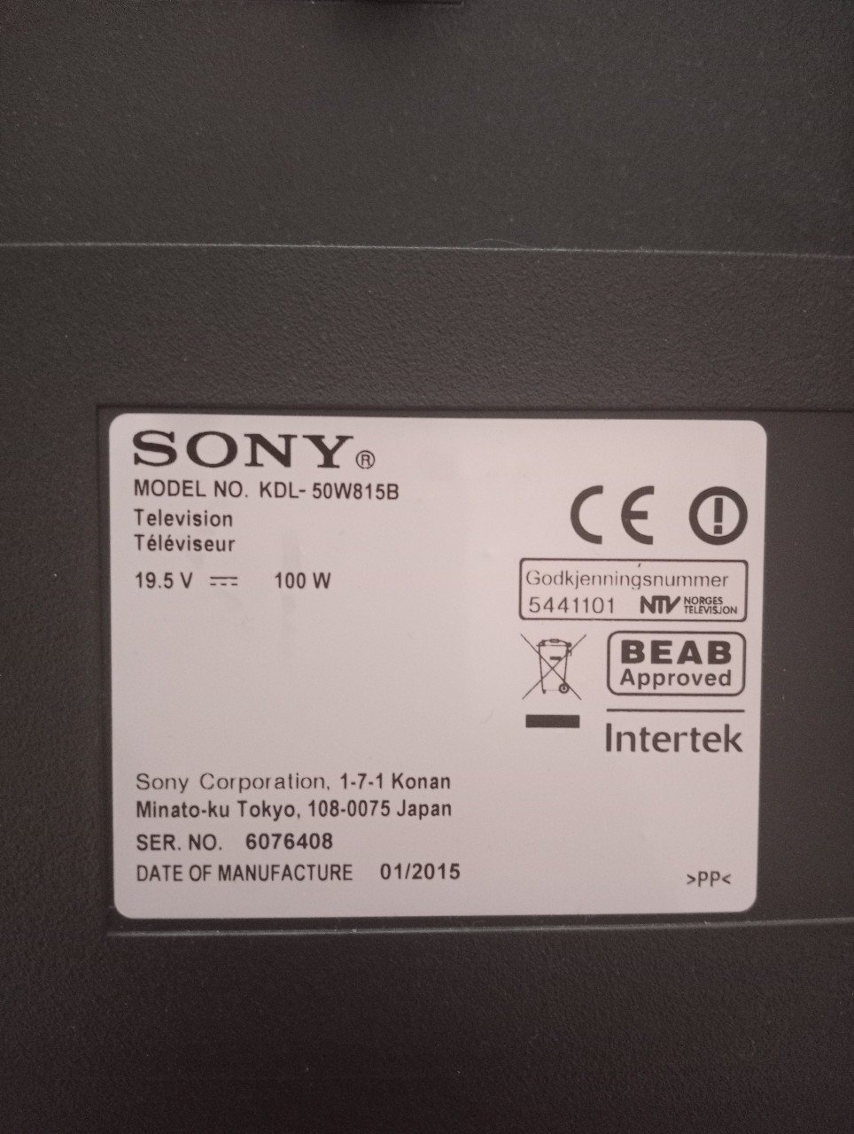 Tv Sony Bravia KDL-50W815B Zilver 50 inch