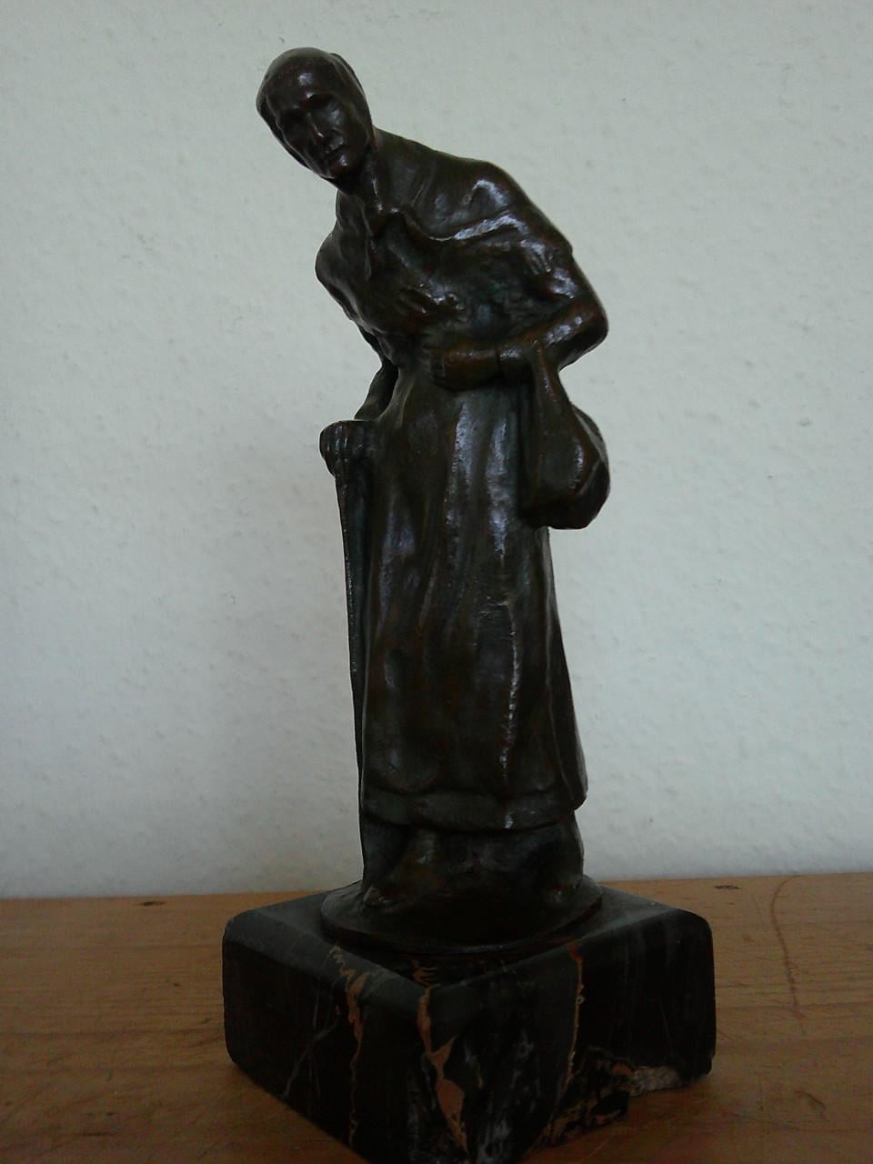EDWARD MELIS 1880-1843 TWEEKLEURIG GEPATINEERD BRONS