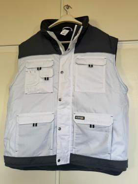 Schildersbodywarmer gevoerd wit / grijs