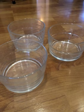 6 glazen bakjes voor 3 euro