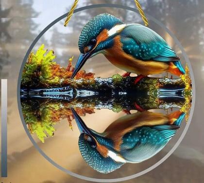 Raamhanger ijsvogel reflectie